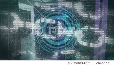 Image of processing circle over block chain 128684650