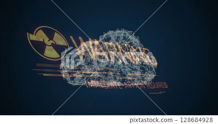 Image of nuclear symbol over cloud Image of nuclear symbol over cloud 128684928
