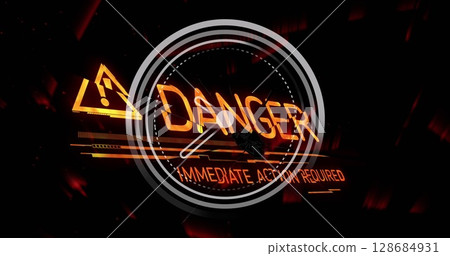 Image of danger text over clock and black background Image of danger text over clock and black background 128684931