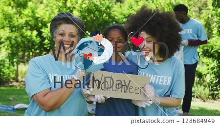 Image of falling hearts over african american family Image of falling hearts over african american family 128684949