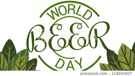 Image of world beer day text over plants 128685007