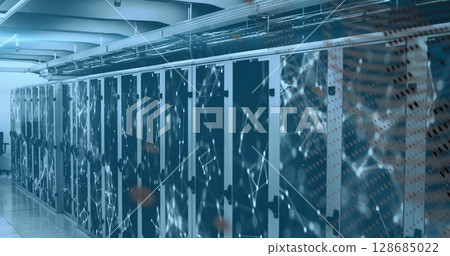Data processing against network of connections over computer server room 128685022