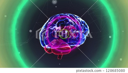 Image of brain and shapes on black background 128685080