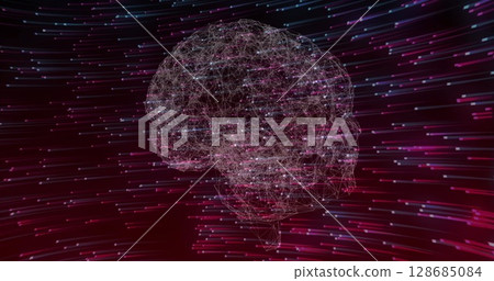 Image of brain and shapes on black background Image of brain and shapes on black background 128685084