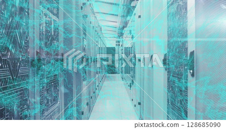 Image of shapes over server room 128685090