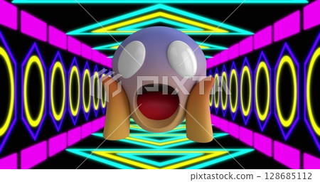 Image of emoji icon over shapes 128685112