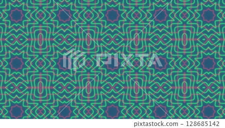 Image of moving shapes on green background Image of moving shapes on green background 128685142