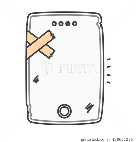 注意!因掉落或長期老化而損壞或膨脹的手機電池,白色 注意!因掉落或長期老化而損壞或膨脹的手機電池,白色 128685259