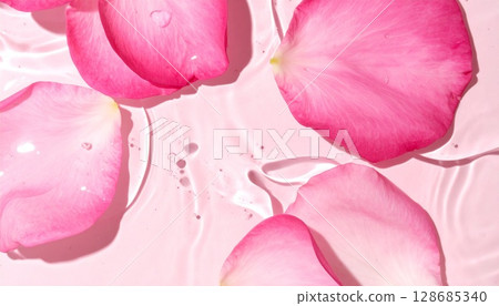 The beauty of rose petals floating in transparent gel 128685340