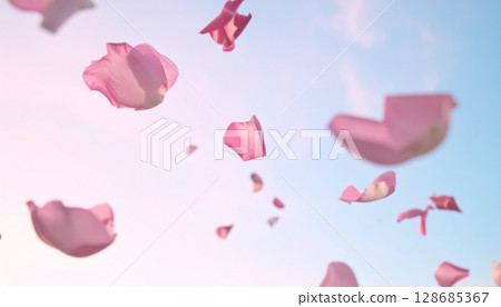 Slow motion gentle rose petal space 128685367