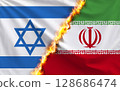flags of israel and iran 128686474