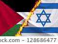 Palestinian and Israeli flags 128686477