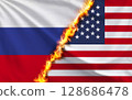 Russian and American flags 128686478