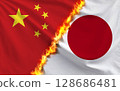 Flags of China and Japan 128686481