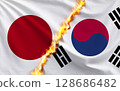 Flag of Japan and Korea 128686482