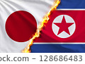 Japan and North Korea flags 128686483
