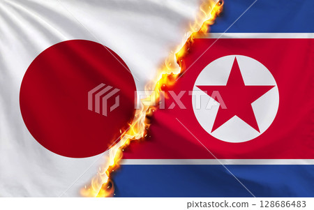 日本和朝鮮國旗 日本和朝鮮國旗 128686483