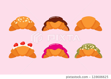 Croissant set vector illustration. Croissant set vector illustration. 128686625