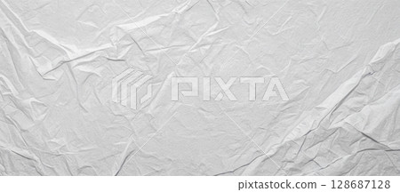 Crumpled white paper background with detailed texture and folds, creative projects, design elements, presentations, and artistic works 128687128