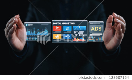 Online Ads Strategy and Digital Content Marketing for Business Growth Elide 128687164