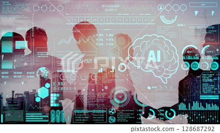 AI Brain Processing Data with Generative Artificial Intelligence Concept Thunk 128687292