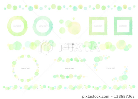Green polka dot frame decorative material set (watercolor style vector) Green polka dot frame decorative material set (watercolor style vector) 128687362