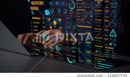 Inventory Management Dashboard with KPI and Supply Chain Overview Thunk 128687534