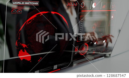 Global network connection interface show worldwide digital communication Thunk 128687547