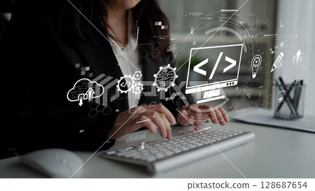 Web Development Digital Coding Interface Muxer 128687654