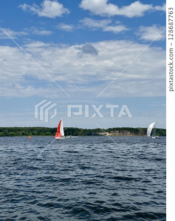 Yachting on a summer day. High quality photo 128687763