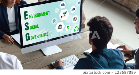 ESG environmental social governance policy for brisk business 128687889
