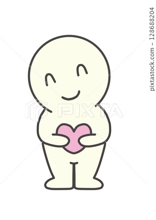 Simple person with heart, round face, character Simple person with heart, round face, character 128688204