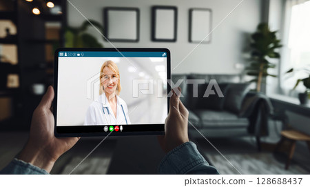 Doctor video call online by brisk telemedicine software application 128688437