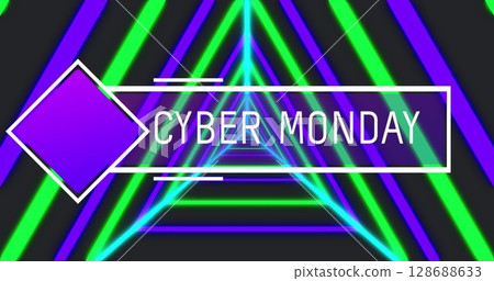 Image of cyber monday text over shapes 128688633