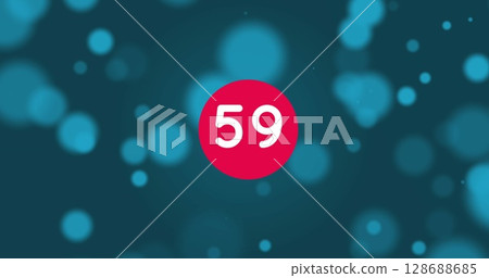 Image of numbers and spots over blue background 128688685