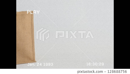 Image of sack and shapes over white background Image of sack and shapes over white background 128688756