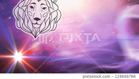 Image of horoscope symbols over stars and space Image of horoscope symbols over stars and space 128688766