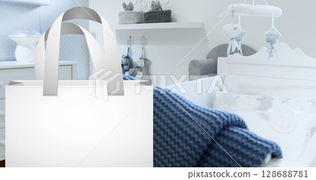 Image of white bag over empty bedroom Image of white bag over empty bedroom 128688781