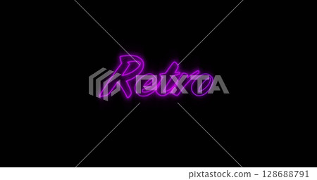 Image of retro text over black background 128688791