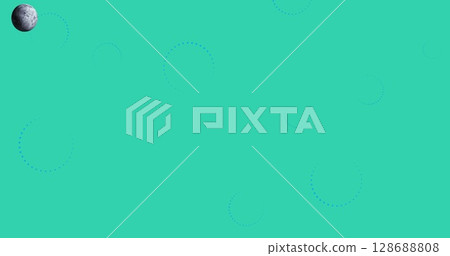 Digital image of moon icon against copy space on blue background 128688808