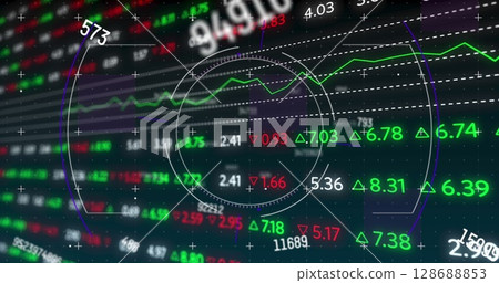 Image of scope scanning and data processing over stock market 128688853