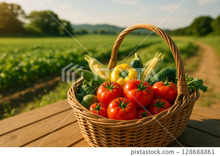Summer vegetables on the table Summer vegetables on the table 128688861