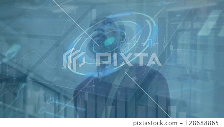 Image of data processing over african american businessman Image of data processing over african american businessman 128688865