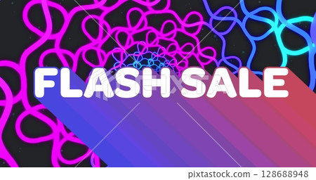 Image of flash sale text over shapes on black background Image of flash sale text over shapes on black background 128688948