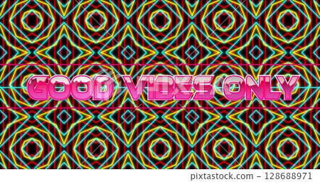 Image of good vibes only text over shapes on black background Image of good vibes only text over shapes on black background 128688971
