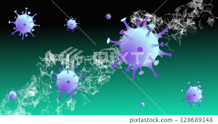 Image of covid 19 cells moving and dna strand spinning Image of covid 19 cells moving and dna strand spinning 128689148