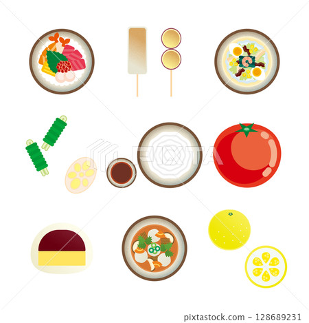 Kumamoto gourmet illustration set 128689231