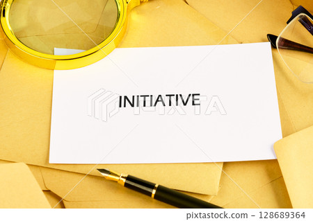 The conceptual phrase of the INITIATIVE. Business concept. A place to copy. Concept of teamwork and partnership The conceptual phrase of the INITIATIVE. Business concept. A place to copy. Concept of teamwork and partnership 128689364