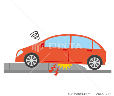 汽車爬上路緣 128689748