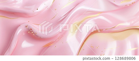 Liquid glowing pink background texture with bubbles and shiny glow.Macro.AI Generative. Liquid glowing pink background texture with bubbles and shiny glow.Macro.AI Generative. 128689806